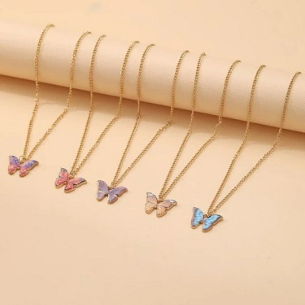 "Make a Wish" Butterfly Pendant Necklaces- Buy all 5 or Individually - Picture 2 of 3